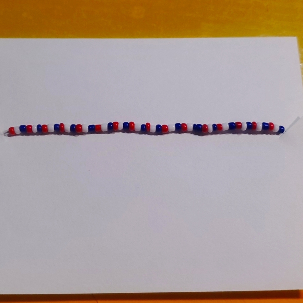 Red,White,blue seed bead bracelet